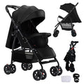 Lightweight Travel Stroller at Only 4.6 kg, Folding Compact Pushchair with Multi-Position Recline, Babies and Toddlers Pram from Birth, Baby Buggy with Cup Holder, Canopy (A8 Black)