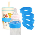 InchBug Orbit Labels Baby Bottle and Water Bottle Silicone Name Bands – Personalized Reusable Label Set for Daycare, Sippy Cups, Preschool, Elementary School, Dishwasher Safe, 4-Pack (Deep Sky Blue)