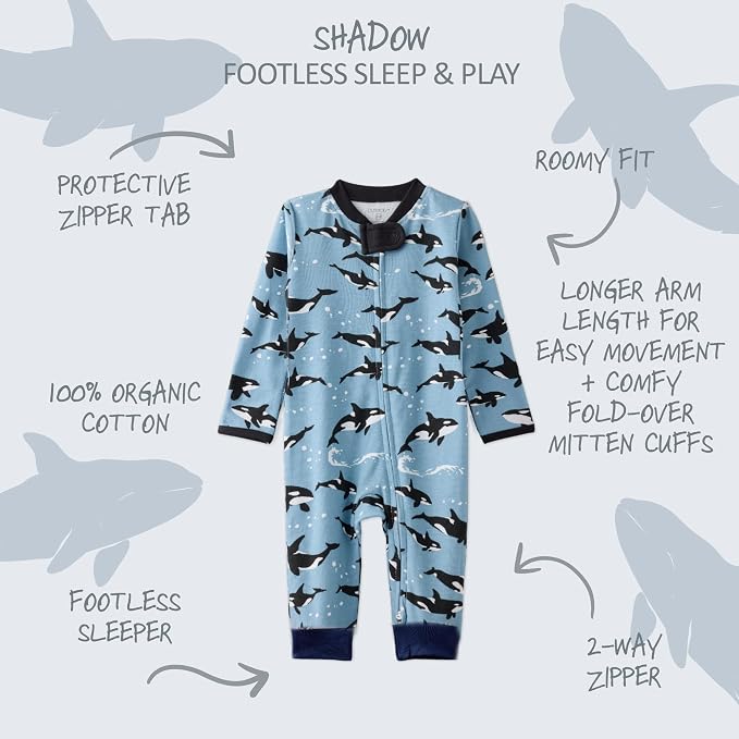 Butterblu Shadow Sleep & Play 100% Cotton Footless Two Way Zip Front PJs - Image 2
