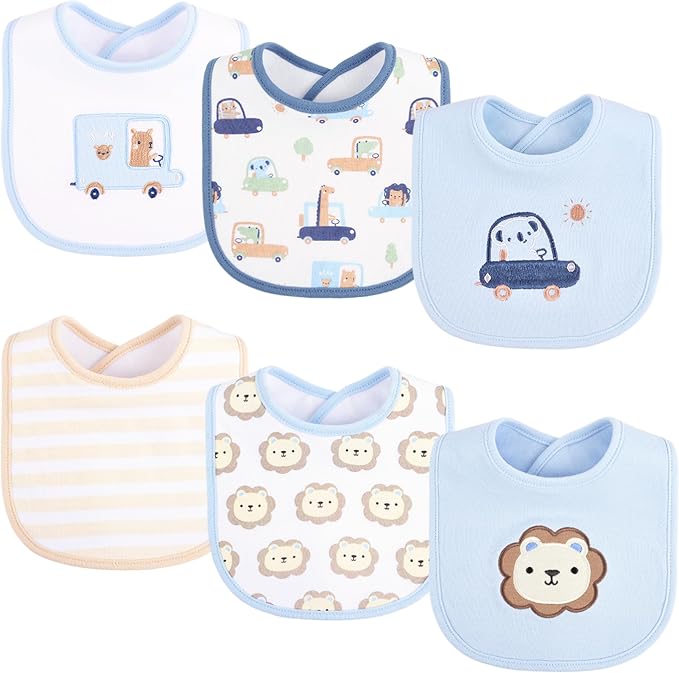 6 Pack Baby Bibs for Drooling and Teething Soft Cotton Absorbent by BebeFavour