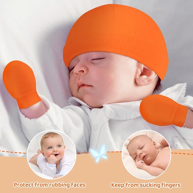 Century Star Cotton Newborn Baby Beanie Hats and Mittens Set Infant Hats - Image 2