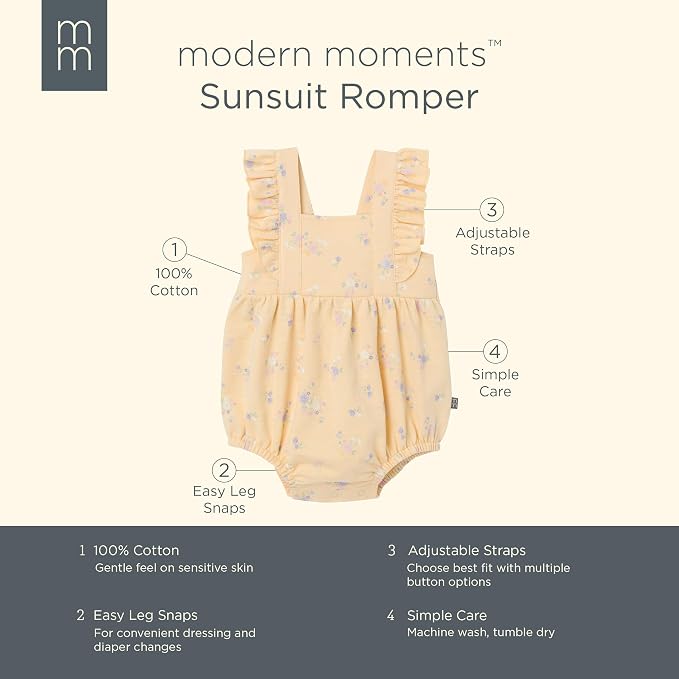 Modern Moments by Gerber Baby Girls' Sleeveless Romper - Image 6
