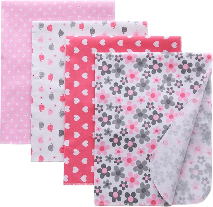 Gina Era Flannel Receiving Blankets, Baby Swaddle Blankets 100% Cotton 4 Pcs by GinaEra
