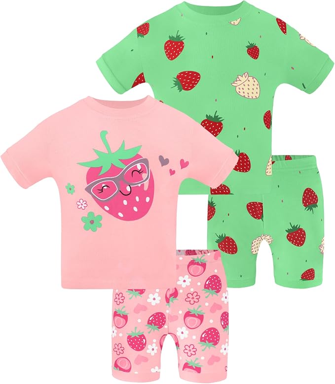 DAUGHTER QUEEN Girls Summer Pajamas Set 4 Pieces 100% Cotton Sleepwear Size 18 by DAUGHTERQUEEN