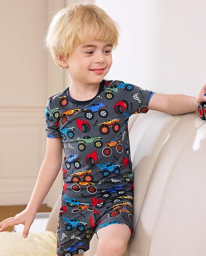 babee Reshinee Bamboo Viscose Toddler Boys Pajamas Set, Short Sleeve Kids - Image 5