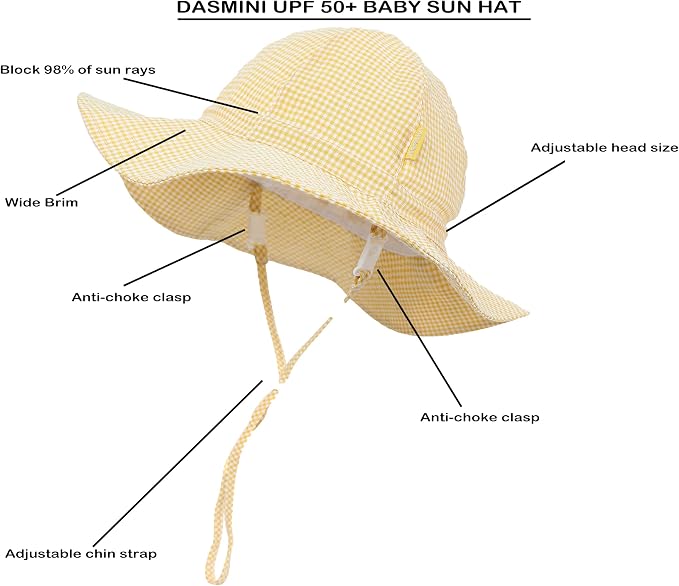Baby & Toddler Wide Brim Sun Hats UPF 50+ Sun Protection Bucket Cap Cute - Image 3