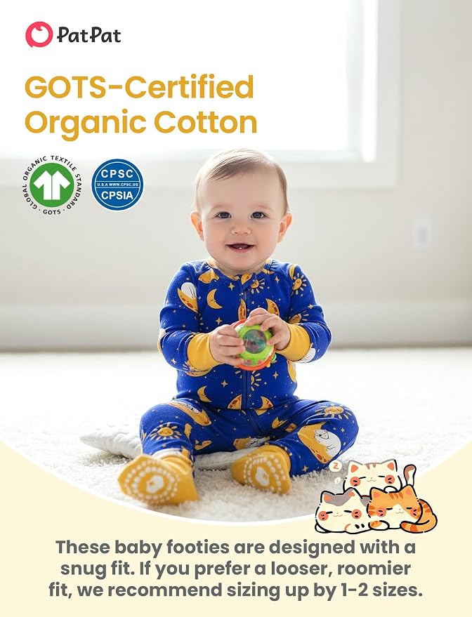 PATPAT Organic Cotton Baby Footie Pajamas - Image 2