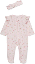 Little Me Clothes for Baby Girls 100% Cotton 2Pc Zipper Closure Footie and by LittleMeChildrensApparel