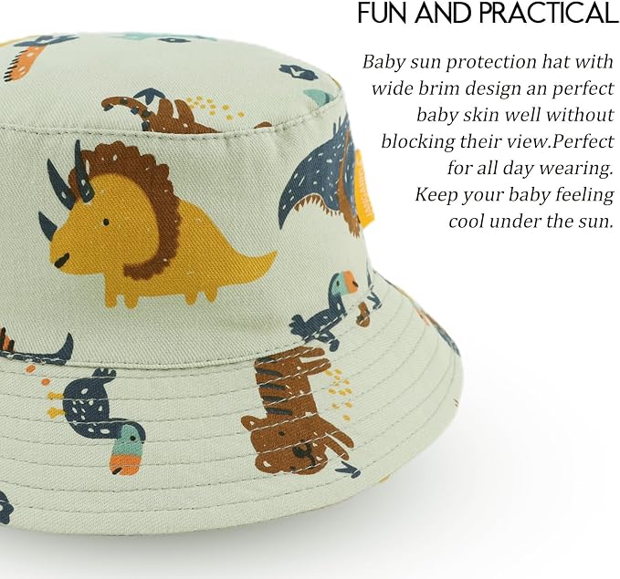 JANGANNSA Cotton Baby Sun Hat Infant Toddler Boys Girls Bucket Hats Summer Sun - Image 3