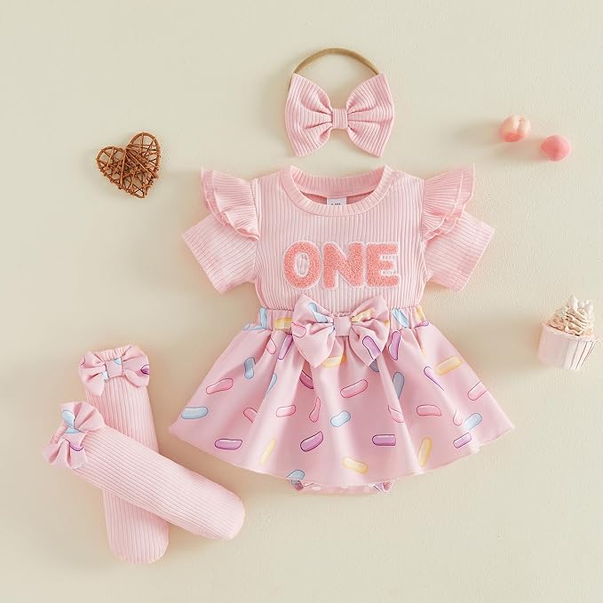 Giraropa Newborn Baby Girl Clothes Smocked Bubble Romper Dress + Socks + - Image 4