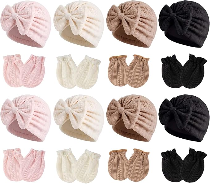 Newborn Baby Girl Hats Mittens Set Cotton by MKYSZLTSOCKS-EnjoyComfort