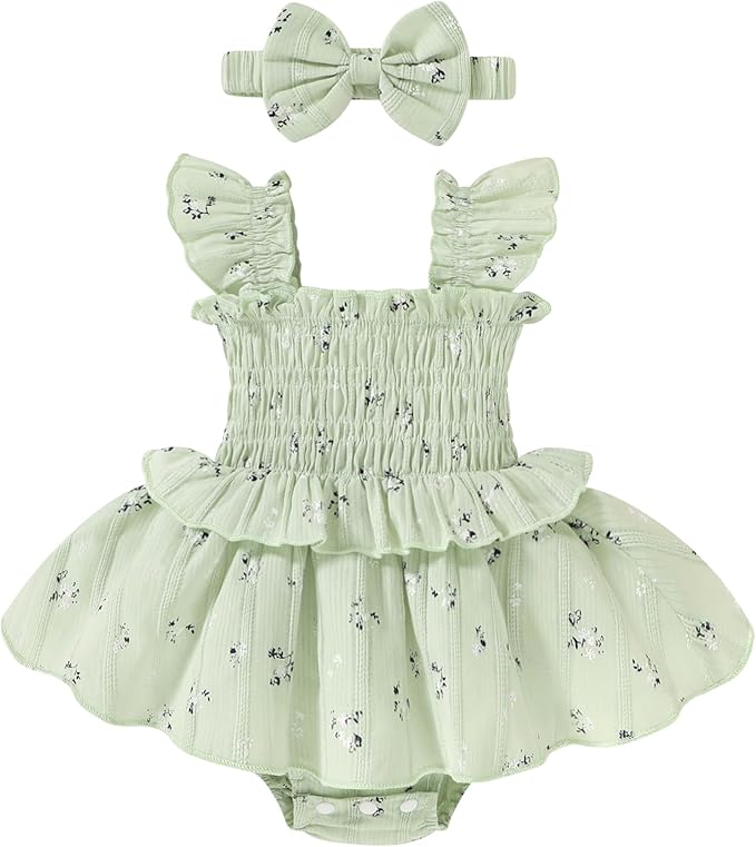 YOUNGER TREE Baby Girl Clothes Ruffle Romper Boho Dress Summer Cake Smash by YOUNGERTREE