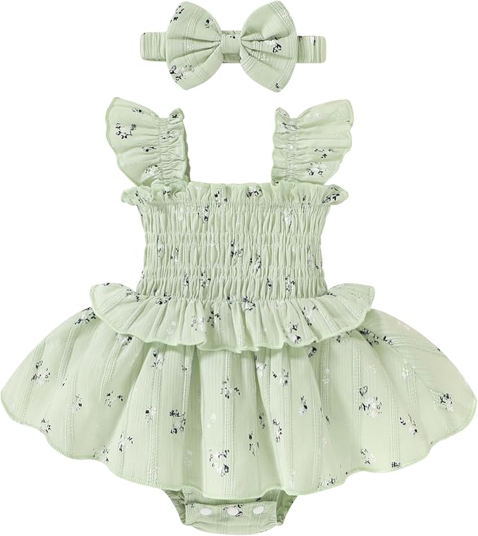 YOUNGER TREE Baby Girl Clothes Ruffle Romper Boho Dress Summer Cake Smash by YOUNGERTREE