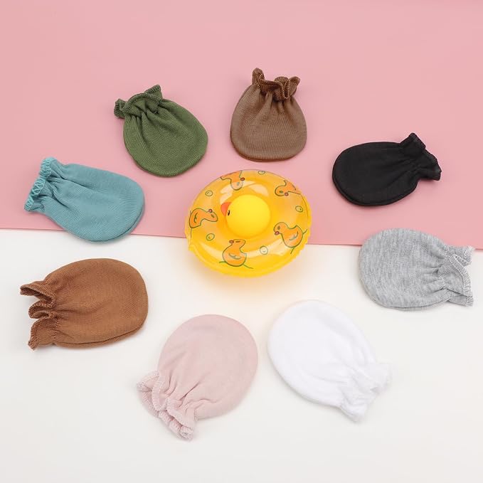 AQOKKA Newborn Baby Mittens No Scratch Cotton Elastic Wrist Gloves Infant - Image 5