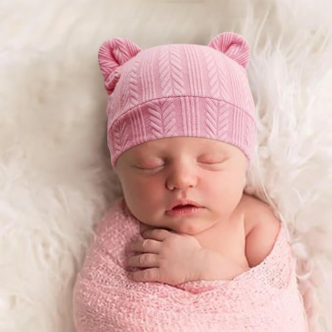 Newborn Baby Hat and Mittens Set Bear Ears Toddler Infant Beanie Caps Newborn - Image 7