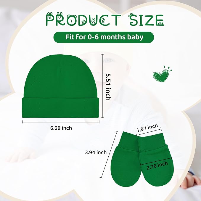 Century Star Cotton Newborn Baby Beanie Hats and Mittens Set Infant Hats - Image 6