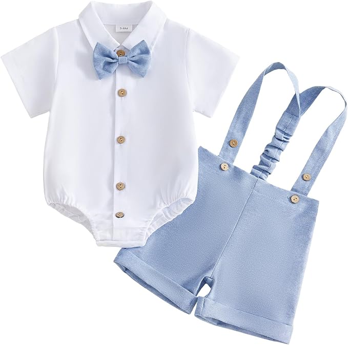 PUHHAPIEY Baby Boy Gentleman Wedding Outfit Dress Romper Suspender Pants | 0 3 by PUHHAPIEY