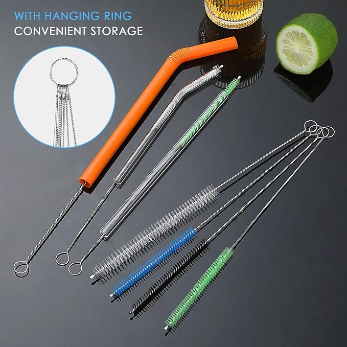 2024 Upgraded Long Straw Cleaner Brush,9.5in 10 Different Diameters Reusable Water Bottle Brush&1pcs 15in Spring Brush,Stainless Steel Nylon Tube Brush Kit for Sippy Cup,Water Bottle,Drinking Straw