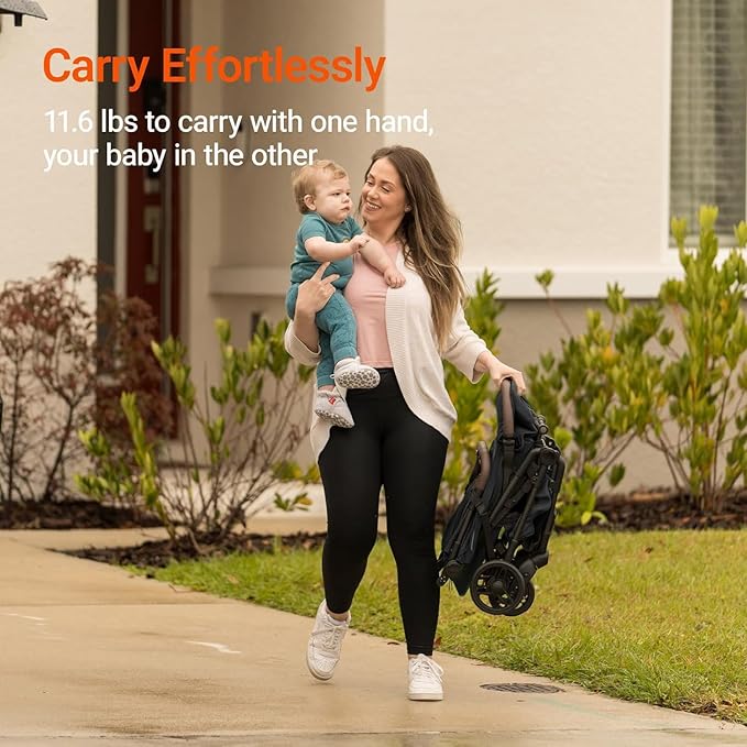 MAMAZING Lightweight Baby Travel Stroller with Carbon Fiber Frame, Compact & Airplane-Friendly, One-Handed Folding Design, 11.6 lbs, Perfect for Toddlers, Jet