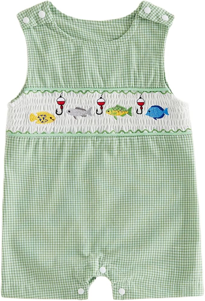 Newborn Baby Boys Sleeveless Seersucker Romper One Piece Straps Overalls by Arvbitana