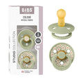 BIBS Pacifiers - Studio 2 Pack | Round Nipple Baby Pacifier | BPA Free Natural Rubber Latex Soother | Made in Denmark | Size 6+ Months | Jasmine Sage