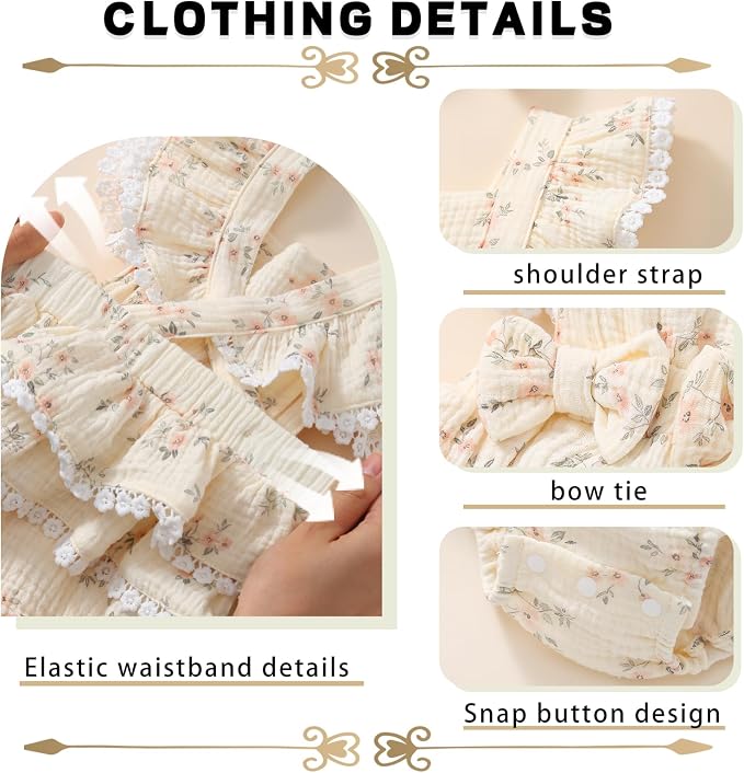 Baby Girl Summer Clothes Infant Girls Romper Dress | Ruffle Sleeve, Cotton Linen - Image 4
