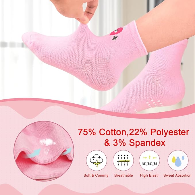 SkiBeaut Baby Toddlers Girls Socks, 12 Pairs Non Slip Kids Grips Toddler Grippy - Image 5