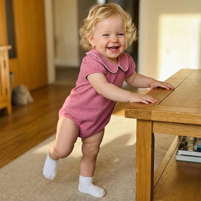 Baby Boy Girl Bubble Romper Short Sleeve Collar Summer Bodysuit - Image 2