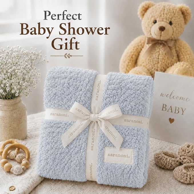 Saranoni Bamboni Baby Blanket Breathable Bamboo Soft Security Sky Blue Mini | - Image 7