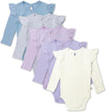 HonestBaby Baby Girls' 5-pack Long Sleeve Ruffle Shoulder Bodysuits 100% by HonestBaby