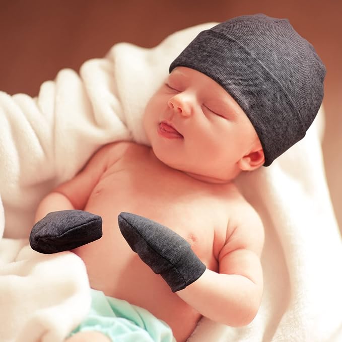 Newborn Baby Hats and Mittens Set Infant Beanie Cap Toddler Gloves Newborn - Image 7