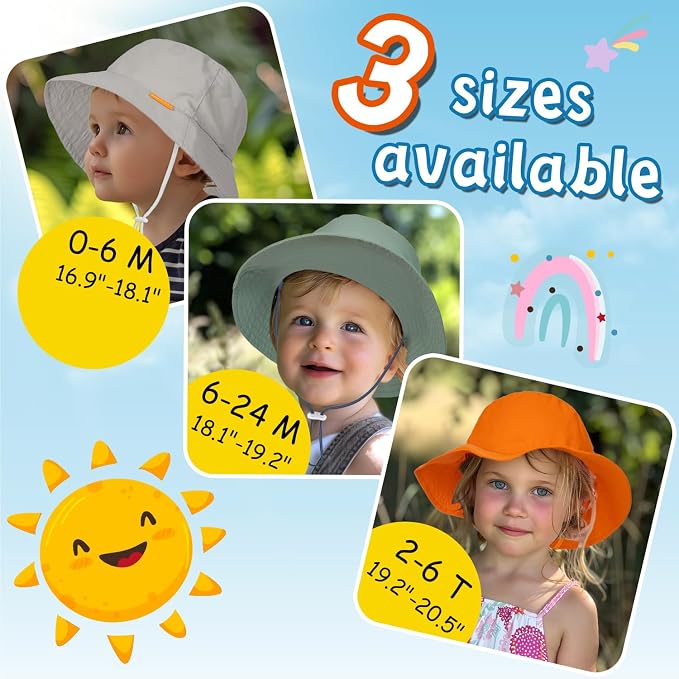 Baby Sun Hat Kids Summer Sun Protection Toddler Bucket Hat Wide Brim Adjustable - Image 6