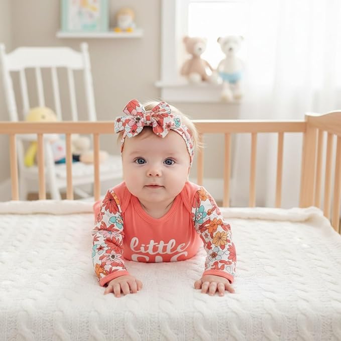 AMAWMW Newborn Baby Girl Little Sister Sleeper Gown Stripe Long Sleeve - Image 2