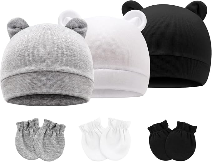 BQUBO Newborn Girls Hats Baby Hat and Mittens Set Infant Caps Bow Hospital by DRESHOW