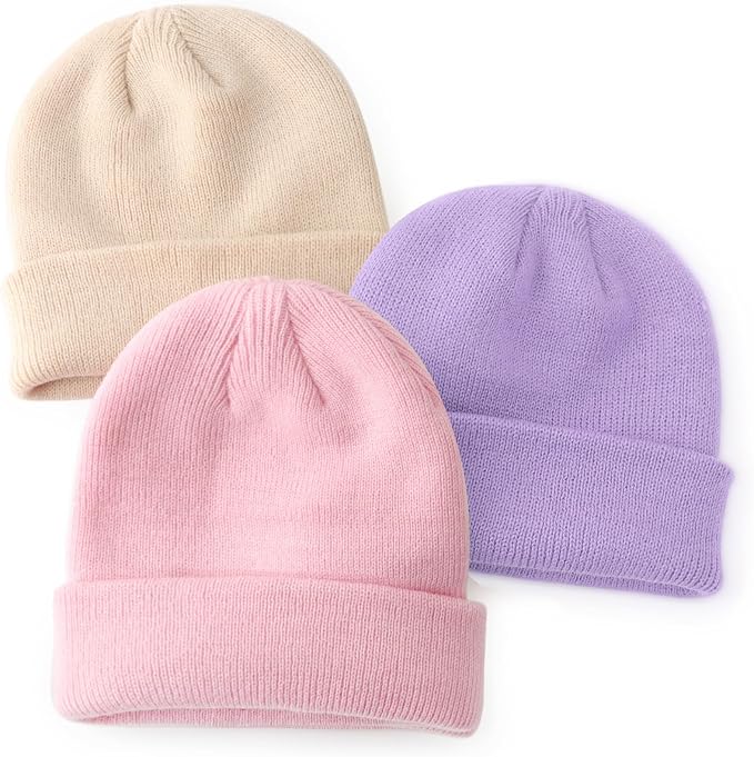 DRESHOW BQUBO 3 Pack Baby Beanies Toddler Kids Winter Hats Soft Knit Hat by DRESHOW