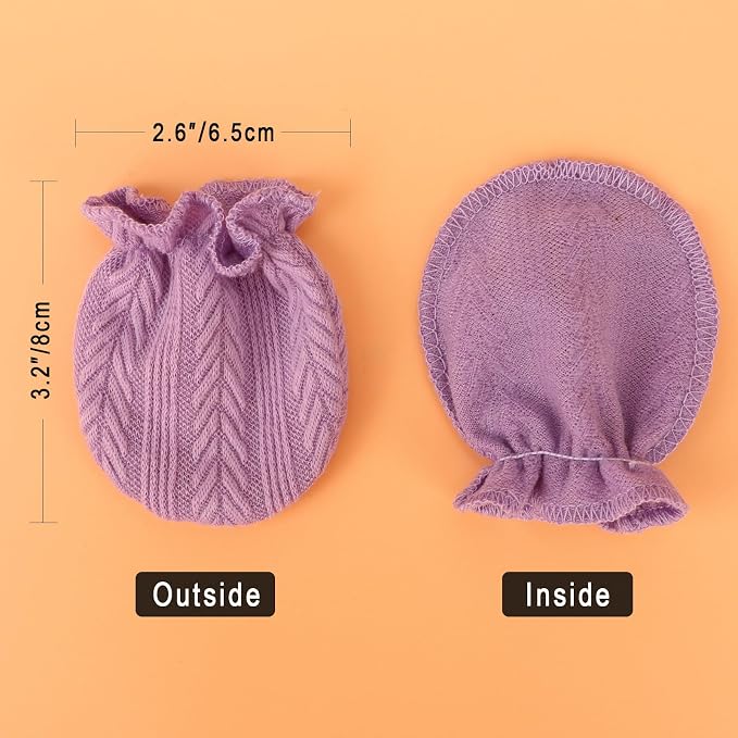 BQUBO Newborn Infant Toddler Mittens No Scratch Cotton Elastic Wrist Gloves - Image 5