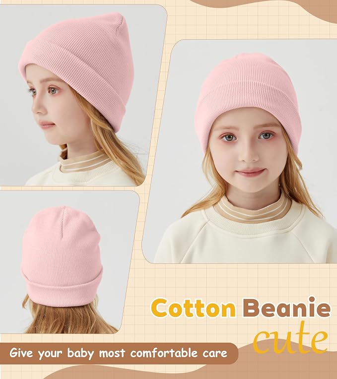100% Cotton Baby Beanie Toddler Boys Girls Kids Winter Hat Knit Winter Warm Cap - Image 3