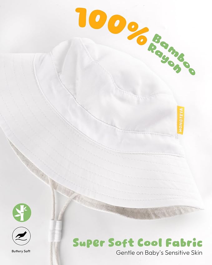Baby Sun Hat for Toddler Kids Bamboo Rayon Bucket Hat Summer Beach Sun - Image 3