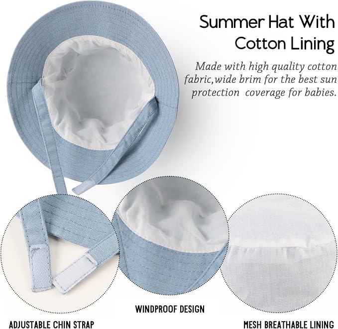JANGANNSA Dinosaur Baby Boys Sun Hat Cotton Toddler Girls Bucket Hats Summer - Image 4