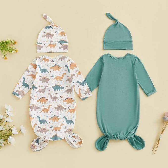 2-Pack Baby Sleeper knotted Gown Boy Girl Nightgown - Image 2