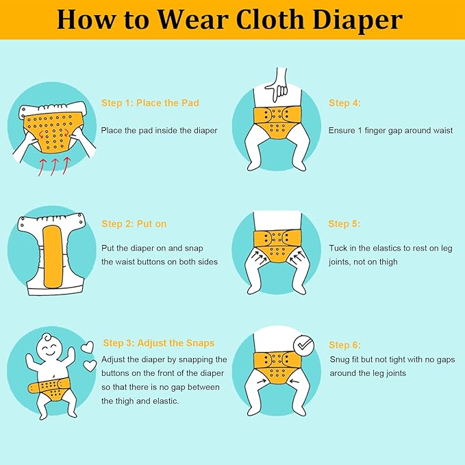 babygoal Reusable Cloth Diapers 6 Pack+6pcs Microfiber Inserts+4pcs Rayon from Bamboo Inserts, One Size Adjustable Washable Pocket Nappy Covers for Baby Boys,Rash-Free