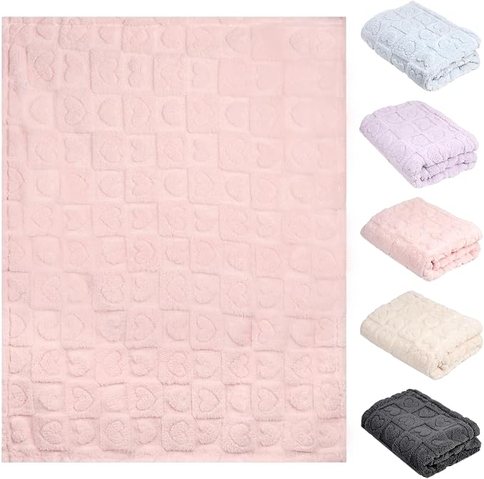 5 Pcs Baby Blanket Heart Checkered Ultra Soft Gift-Ready Plush - Image 2