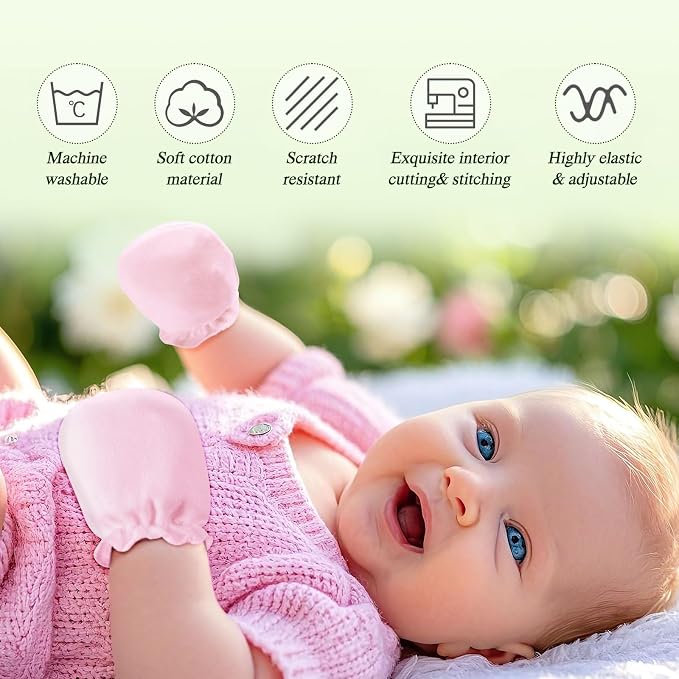 Baby Mittens 0-6 Months No Scratch 100% Cotton Gloves - Image 6