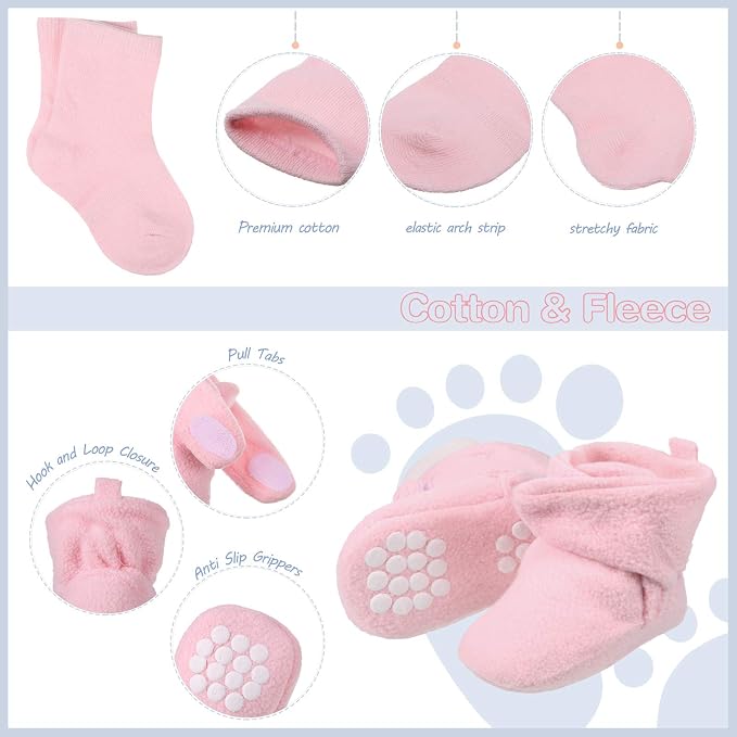 SATINIOR 3 Pairs Unisex Cozy Fleece Baby Booties - Image 4