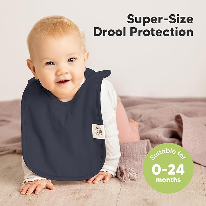 8-Pack Baby Bibs for Boys, Girls - Pullover Bibs for Drooling Teething Baby Girl & Boy Toddler, Newborn, Soft & Absorbent, Cute Colors, Large Torso Coverage Keep Infant Clean & Dry (Eclipse)