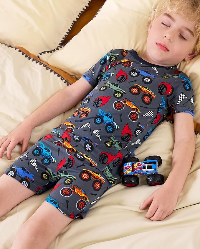 babee Reshinee Bamboo Viscose Toddler Boys Pajamas Set, Short Sleeve Kids - Image 7