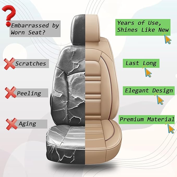 Seat Cover for Ford Escape 2001-2025 | Car Seat Covers Front Seats, Waterproof Seat Protectors, Automotive Front Seat Covers (Front Seat, Beige)