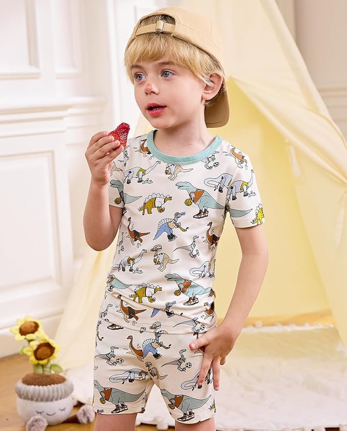 babee Reshinee Bamboo Viscose Toddler Boys Pajamas Set, Short Sleeve Kids - Image 2