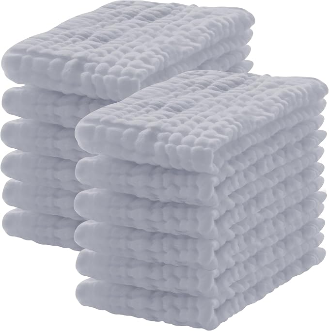 Lovely Care 12 Pack Muslin Burp Cloths 100% Cotton Muslin Cloths Large by Lovely+Care