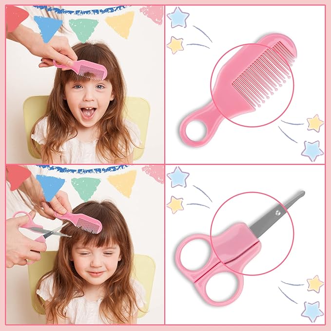Baby Grooming Kit, Infant Safety Care Set with Hair Brush Comb Nail Clipper Nasal Aspirator,Baby Essentials Kit for Newborn Girls Boys (Pink 20 in 1)